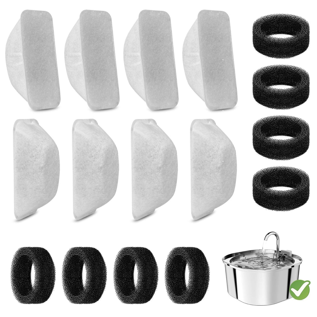 Fountain filter refills with pump sponges