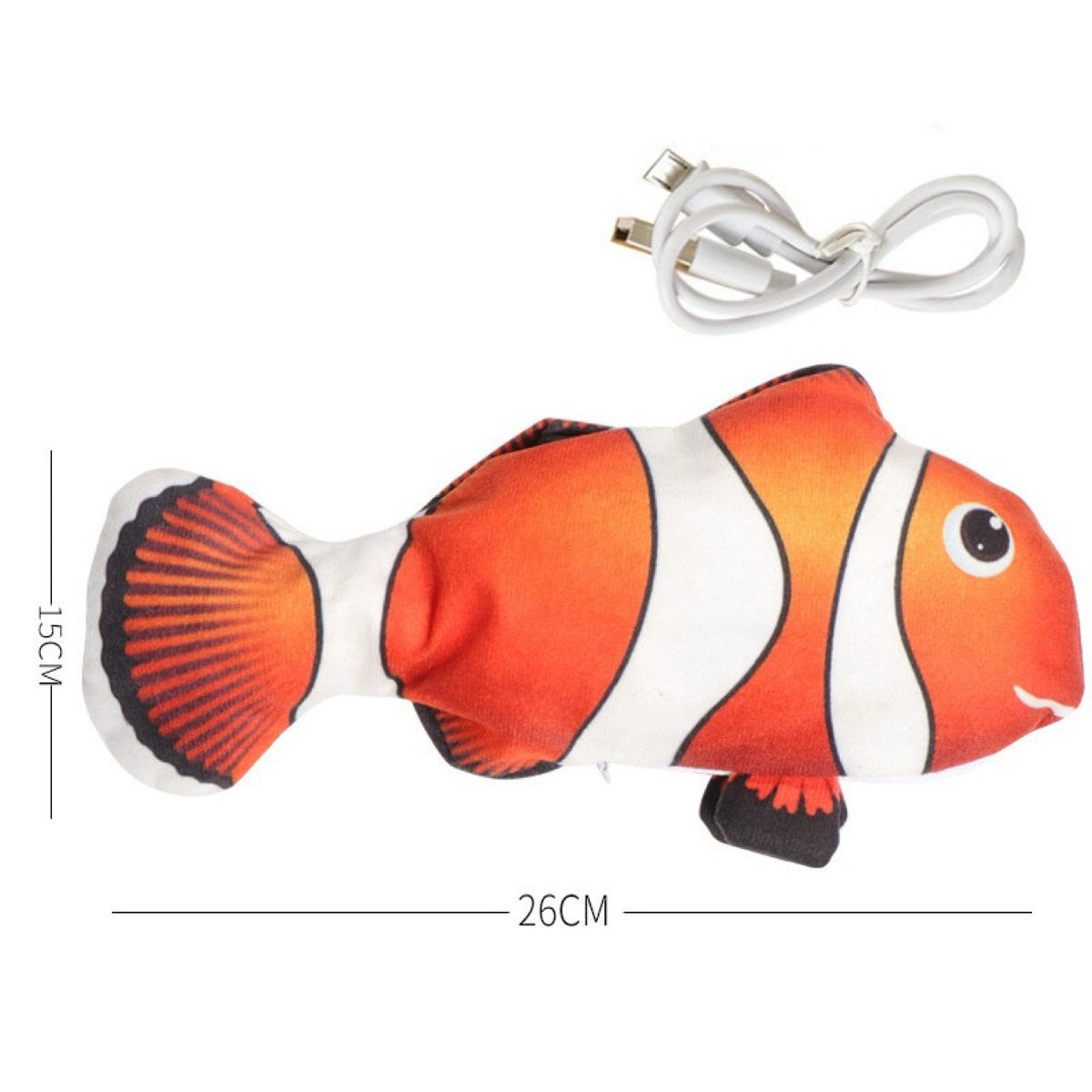 Flopping fish cat toy - clownfish style